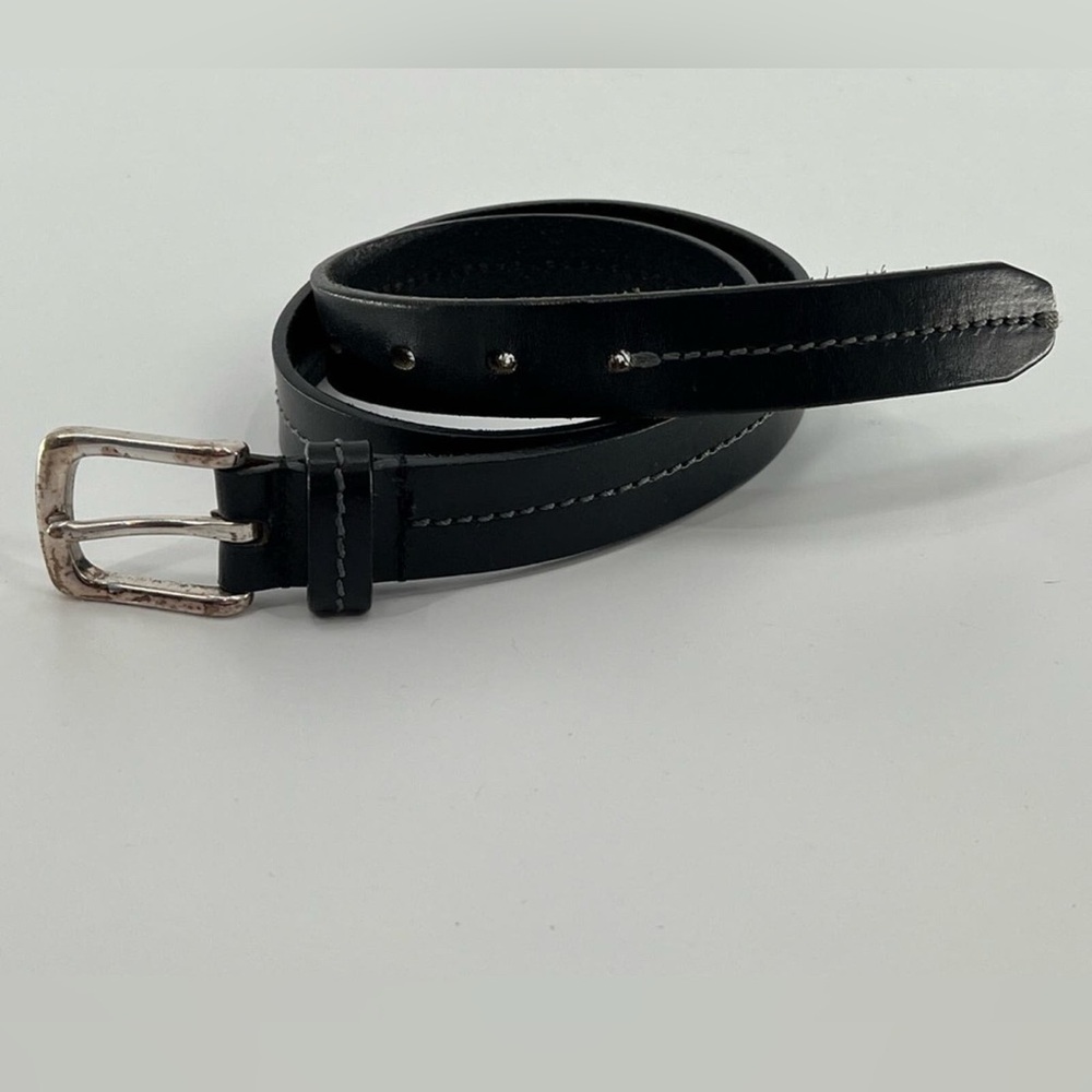 Eddie Bauer Belt Black Leather Solid Brass Buckle Men Medium